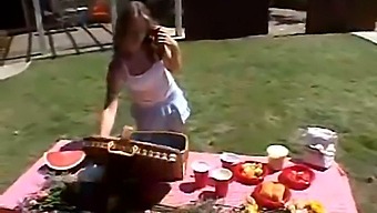 Teenage Girl Little April Indulges In Outdoor Masturbation