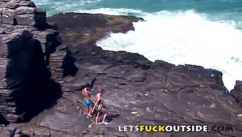 Outdoor Sex With Babes: Rocky Adventure Ends In Pleasure