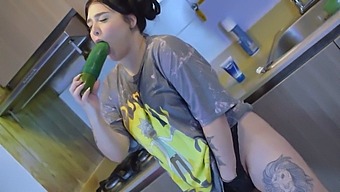 Satisfy Your Cravings With A Big Cucumber In Your Pussy
