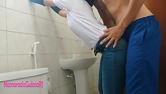 Nine-Month Secret: Latina Chick Gets Creampied In Office Bathroom